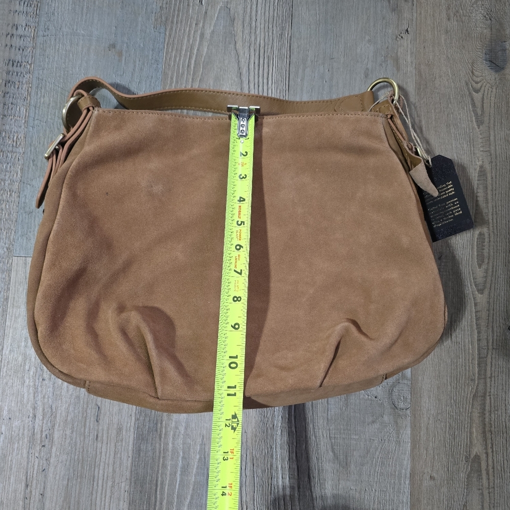 Elegant Tan Suede Shoulder Bag - Picture 3 of 4